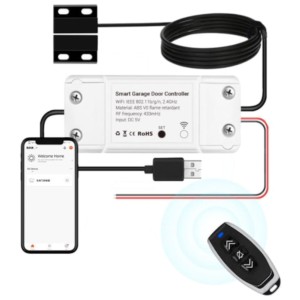 Sensor de Abertura de Porta de Garagem WiFi com Controle Remoto ZG-221B Branco
