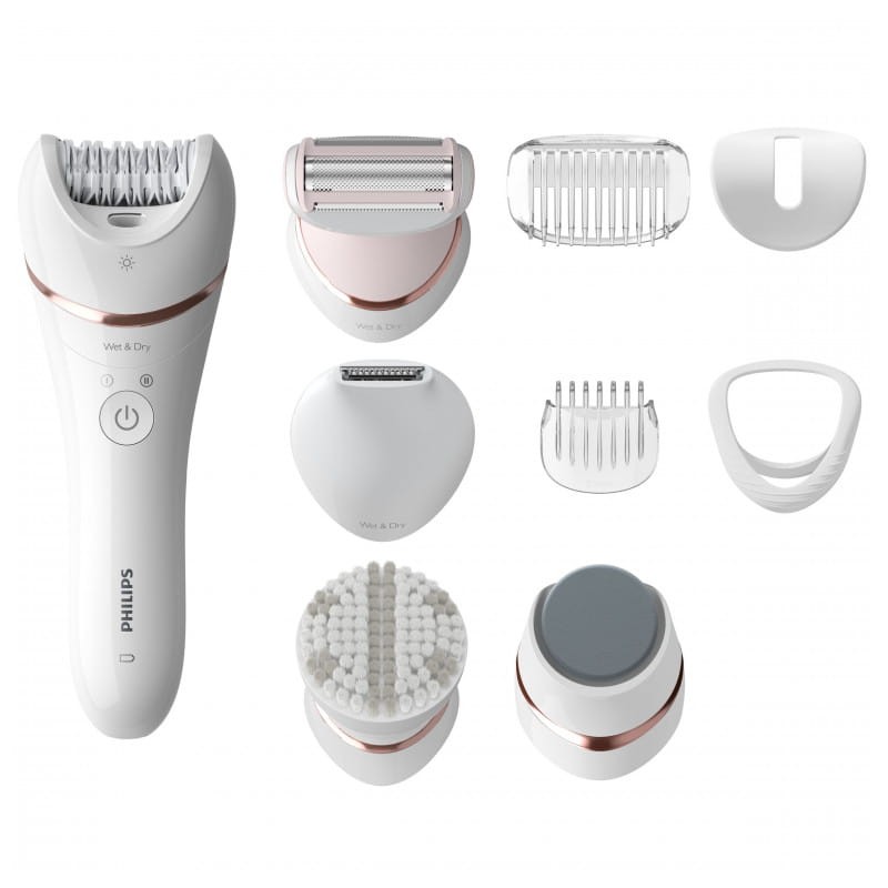 Épilateur Philips Series 8000 BRE740/10 Épilateur à sec et à eau rose, blanc - Ítem1