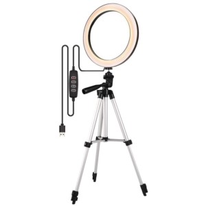 Set de Grabación Anillo LED Regulable 16cm + Trípode con Soporte Smartphone 102cm
