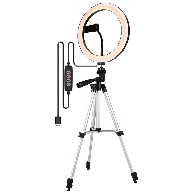 set de grabacion anillo led regulable 16cm tripode de 102cm