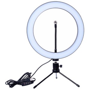Set de Grabación Anillo LED Regulable 26cm + Mini Trípode con Soporte Smartphone