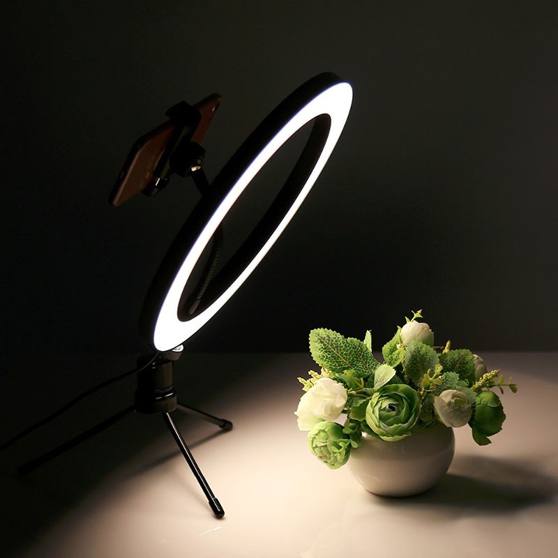 recording set with 26cm adjustable led ring mini tripod with smartphone holder