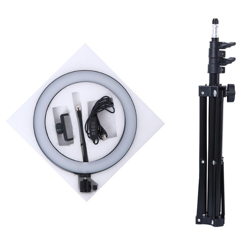 Set de Grabación Anillo LED Regulable 26cm + Trípode con Soporte Smartphone 210cm - Ítem3