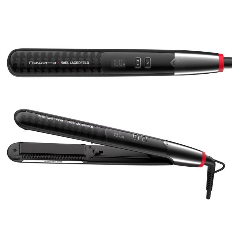 Plancha de pelo Rowenta X Karl Largerfeld SF411L, Negro, 6 ajustes de  temperatura en