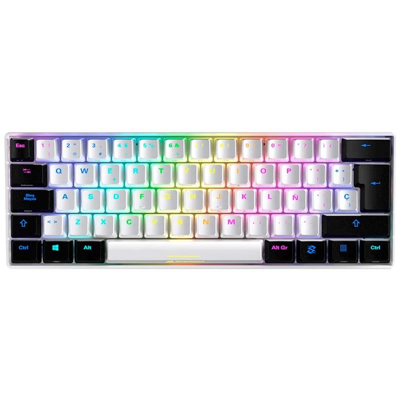 Teclado Mecânico Sharkoon SKILLER SGK50 S4 Branco RGB USB-C ES Switch Vermelho - Item