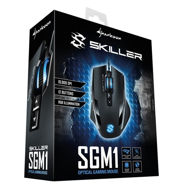 Sharkoon Skiller SGM1 USB 10800 DPI Negro - Ratón Gaming Caja