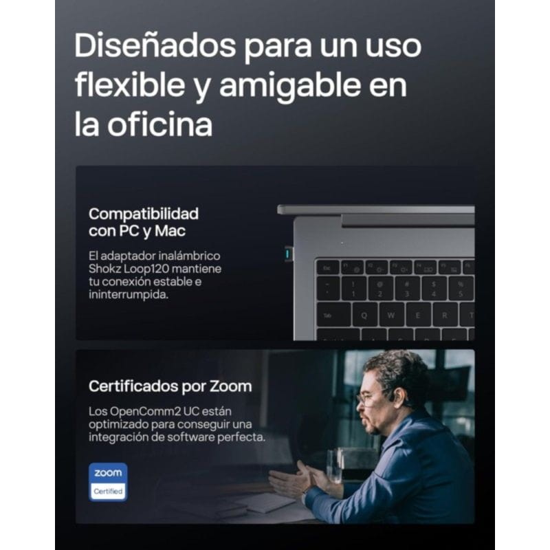 Shokz OpenComm 2 UC USB-C Preto de condução óssea - Item12