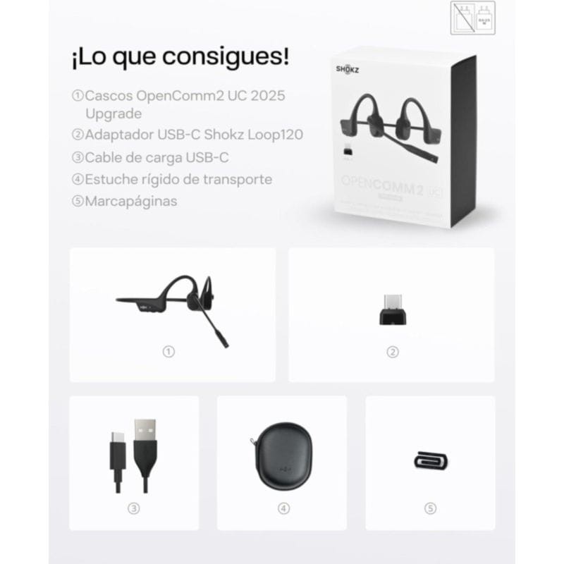 Shokz OpenComm 2 UC USB-C Preto de condução óssea - Item15