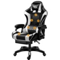 Silla Gaming 813 Masaje 7 puntos Blanco/Negro Reposapiés - Ítem