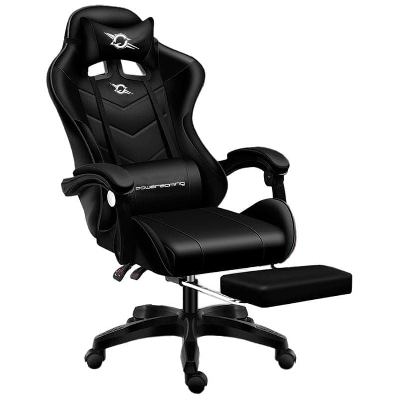 Cadeira Gaming PowerGaming Preto/Vermelho com Apoio para os Pés - vista geral com apoio estendido