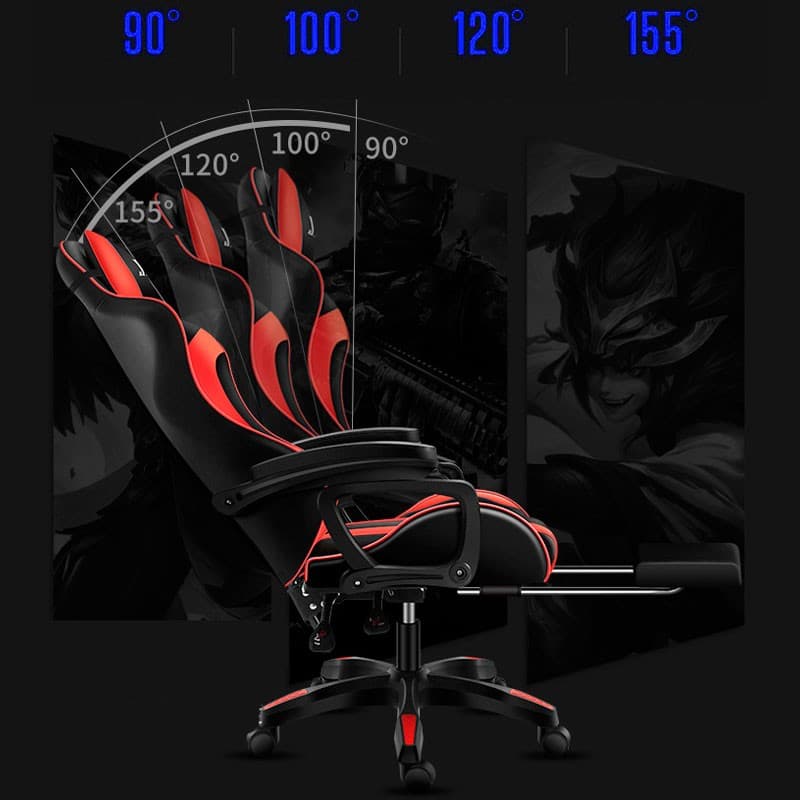 Cadeira Gaming PowerGaming Preto/Vermelho com Apoio para os Pés - Inclinação