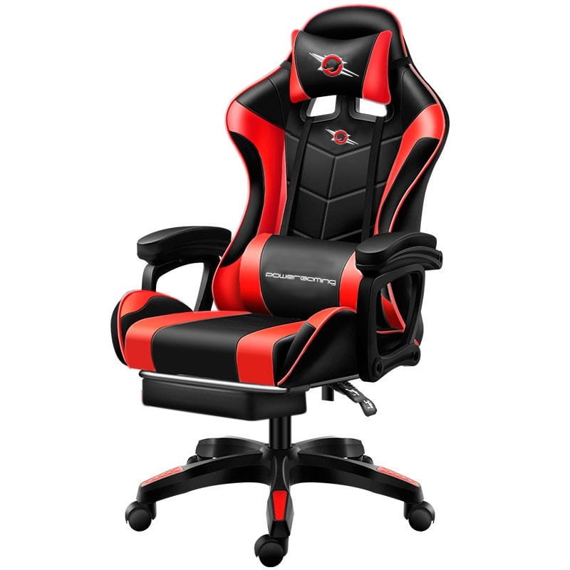 Chaise Gaming PowerGaming Noir/Rouge avec Repose Pieds