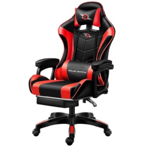 Chaise Gaming PowerGaming Noir/Rouge avec Repose Pieds