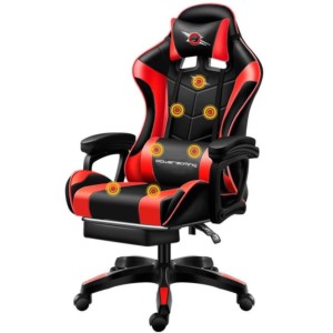 Silla Gaming 813 Masaje 7 puntos Rojo/Negro Reposapiés