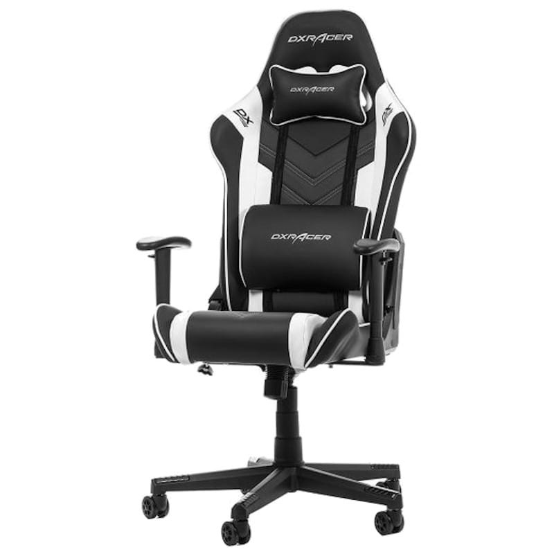 Gaming Chair Dxracer Prince P132 Nw, Black And White Leather Gaming Chair
