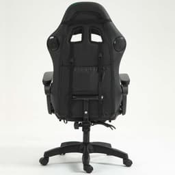 vista traseira da Cadeira Gaming PowerGaming LED RGB com Altifalante Bluetooth, Massagem e Apoio para Pés Preto