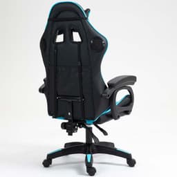 vista traseira e lateral da Cadeira Gaming PowerGaming com Altifalante Bluetooth e Massagem Preto+Azul