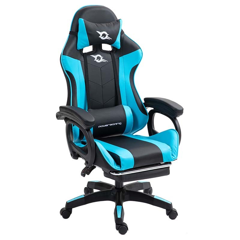 PowerGaming Silla 7 puntos Masaje Reposapiés Negro+Azul - Ítem