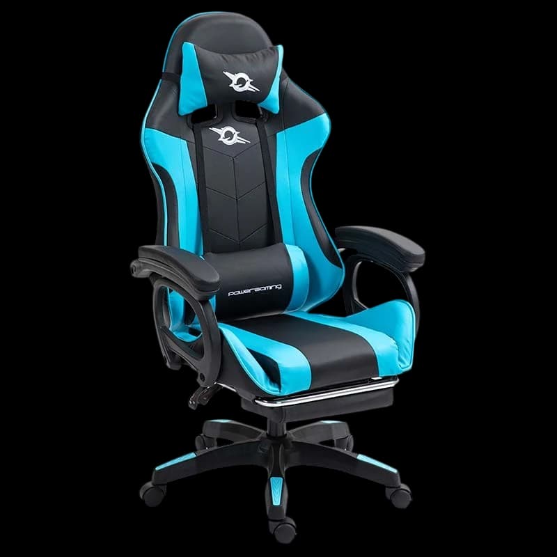 PowerGaming Cadeira 7 pontos Masagem Apoio para pés Preto+Azul