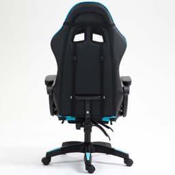 vista traseira da Cadeira Gaming PowerGaming com 7 pontos de Massagem e Apoio para Pés Preto+Azul