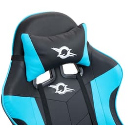 almofada cervical da Cadeira Gaming PowerGaming com 7 pontos de Massagem e Apoio para Pés Preto+Azul