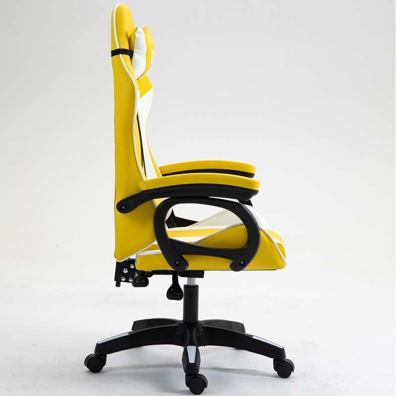 vista lateral da Cadeira Gaming PowerGaming Branco+Amarelo