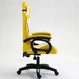 vista lateral da Cadeira Gaming PowerGaming Branco+Amarelo