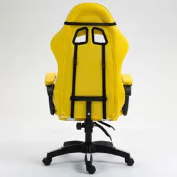 vista traseira da Cadeira Gaming PowerGaming Branco+Amarelo