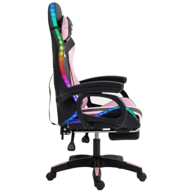 Repose-pieds pour chaise PowerGaming LED RGB noir + rose vue côté droit