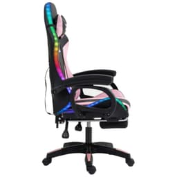 Repose-pieds pour chaise PowerGaming LED RGB noir + rose vue côté droit