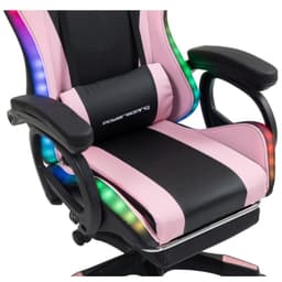 Repose-pieds pour chaise PowerGaming LED RGB Noir+Rose Vue détaillée de la face avant du siège