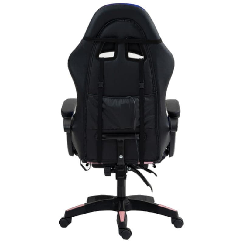 PowerGaming LED RGB Silla Reposapiés Negro+Rosa Vista de la parte trasera