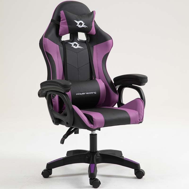 vista frontal da Cadeira Gaming PowerGaming Preto+Lilás