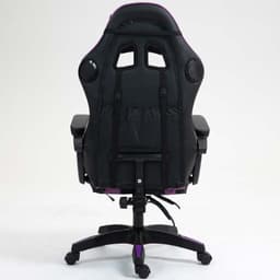 vue arrière de la Chaise Gaming PowerGaming avec Haut-parleur Bluetooth et Massage Noir+Lilas