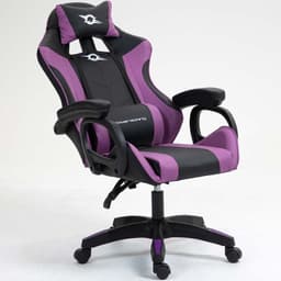 vista frontal e lateral da Cadeira Gaming PowerGaming Preto+Lilás