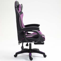 vue de côté de la Chaise Gaming PowerGaming avec Repose-pieds Noir+Lilas