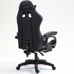 vue arrière et de côté de la Chaise Gaming PowerGaming avec Repose-pieds Noir+Lilas