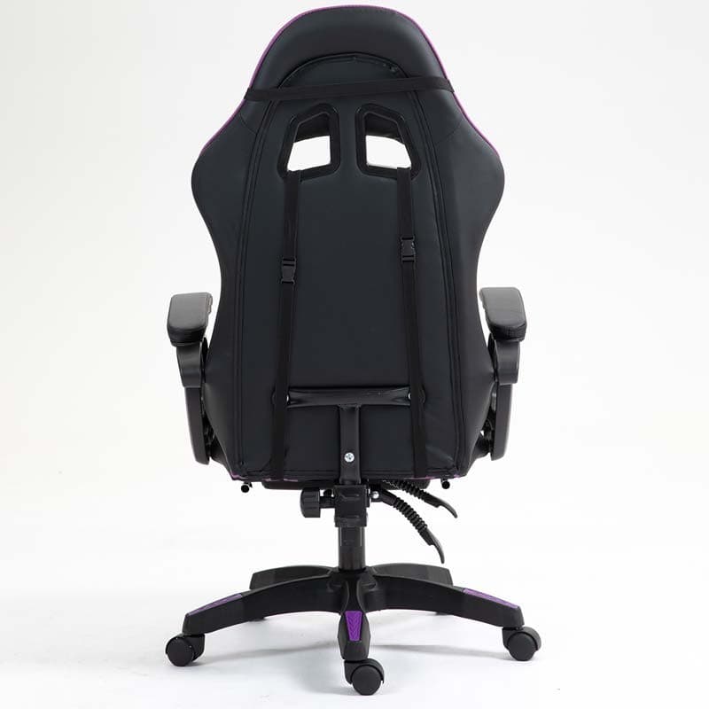 vue arrière de la Chaise Gaming PowerGaming avec Repose-pieds Noir+Lilas
