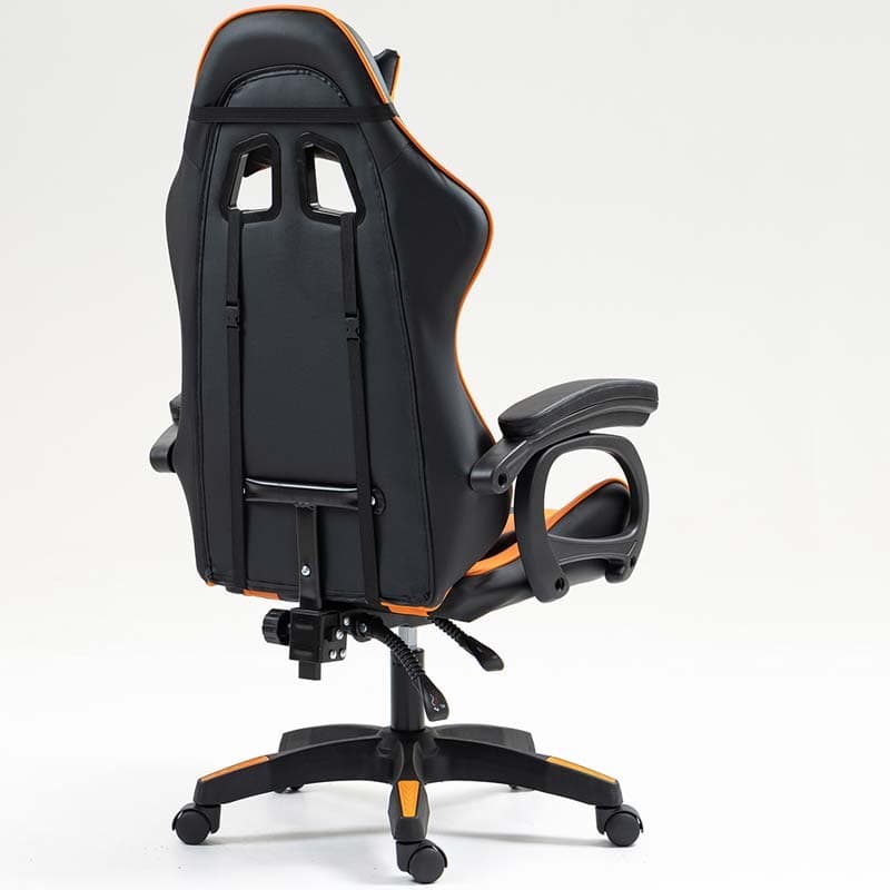 vista trasera y lateral de la Silla Gaming PowerGaming Negro+Naranja