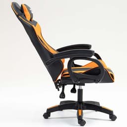 vista lateral de la Silla Gaming PowerGaming Negro+Naranja reclinada