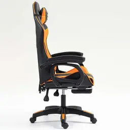 vue de côté de la Chaise Gaming PowerGaming avec Repose-pieds Noir+Orange