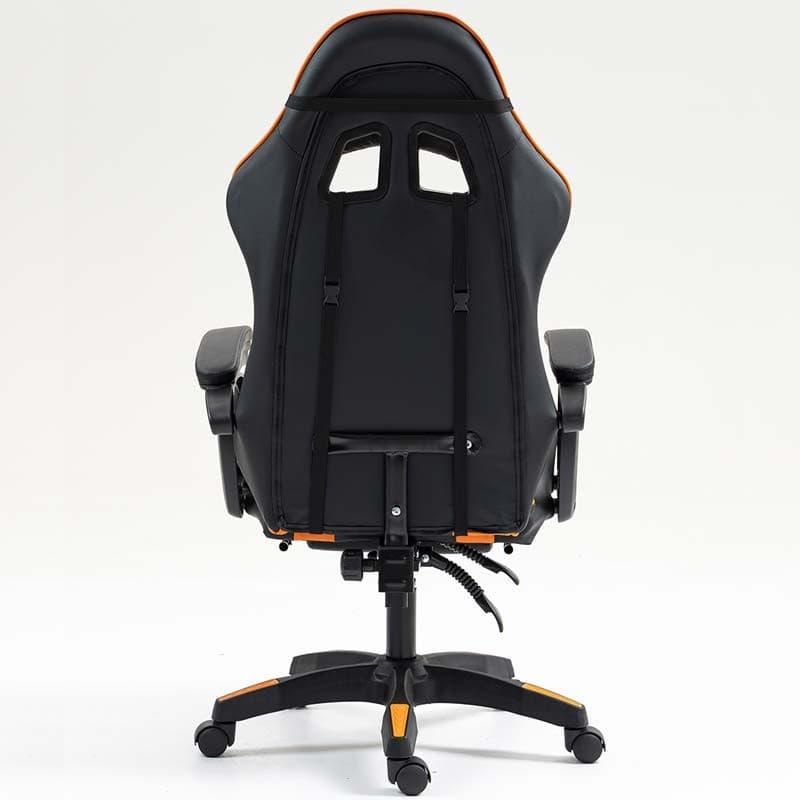 vue arrière de la Chaise Gaming PowerGaming avec Repose-pieds Noir+Orange