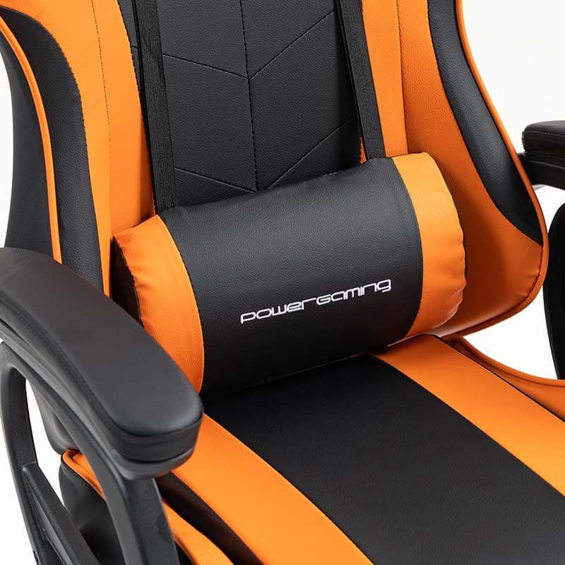 coussin lombaire de la Chaise Gaming PowerGaming avec Repose-pieds Noir+Orange