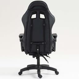 vista traseira da Cadeira Gaming PowerGaming com 7 pontos de Massagem e Apoio para Pés Preto