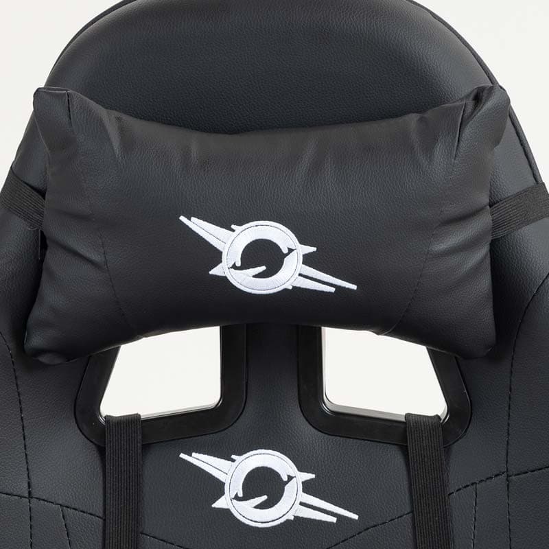 almofada cervical da Cadeira Gaming PowerGaming com 7 pontos de Massagem e Apoio para Pés Preto