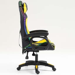 vista lateral da Cadeira Gaming PowerGaming LED RGB Preto+Amarelo