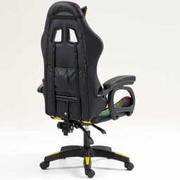 vista traseira e lateral da Cadeira Gaming PowerGaming LED RGB Preto+Amarelo