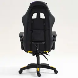 vista trasera de la Silla Gaming PowerGaming LED RGB con Reposapiés Negro+Amarillo