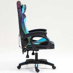 vue de côté de la Chaise Gaming PowerGaming LED RGB Noir+Bleu