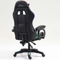 vue arrière et de côté de la Chaise Gaming PowerGaming LED RGB Noir+Bleu